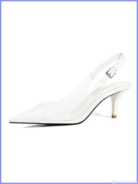 Kitten Heel Slingback Closed Pointed Toe Pumps Dress Shoes Transparent PVC